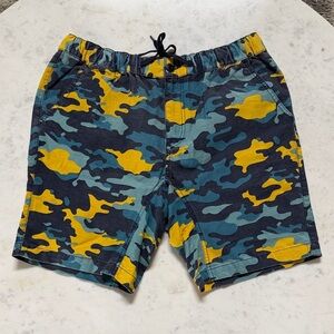 DC Men's Athletic Shorts in Blue and Yellow Camo